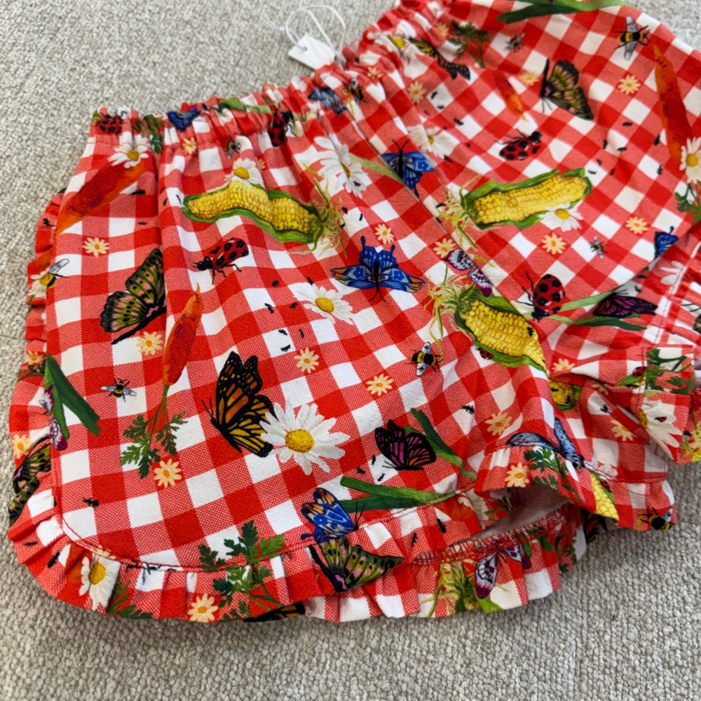 NWT LISA SAYS GAH-GARDEN CRITTERS GINGHAM SHORTS - SIZE XS - Picture 4 of 5